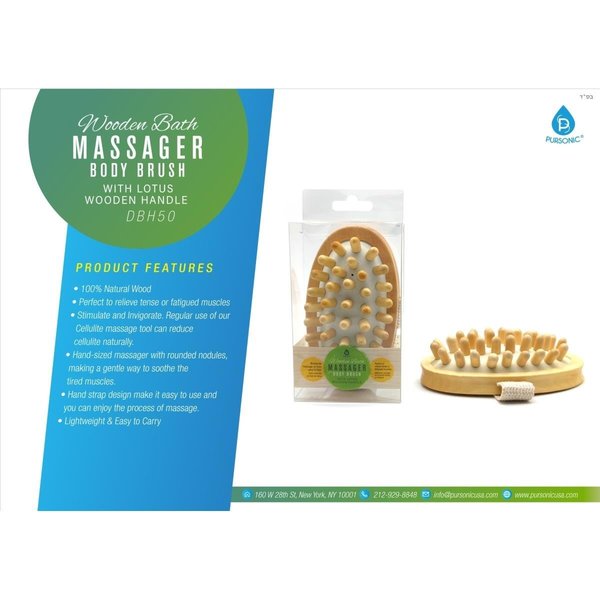 Pursonic Bath Massager Body Brush with Lotus Wooden Handle DBH50
